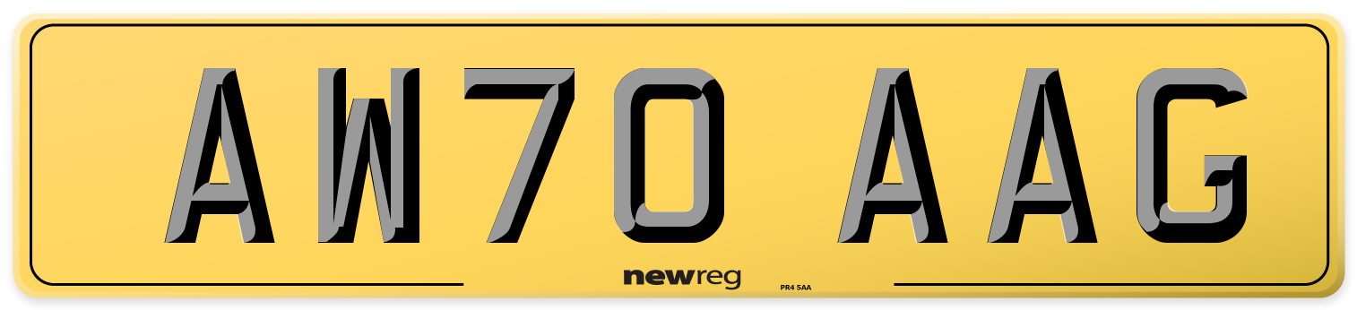 AW70 AAG Rear Number Plate