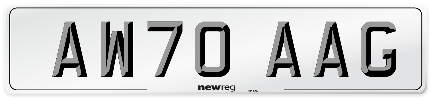 AW70 AAG Front Number Plate