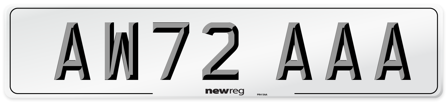 AW72 AAA Front Number Plate