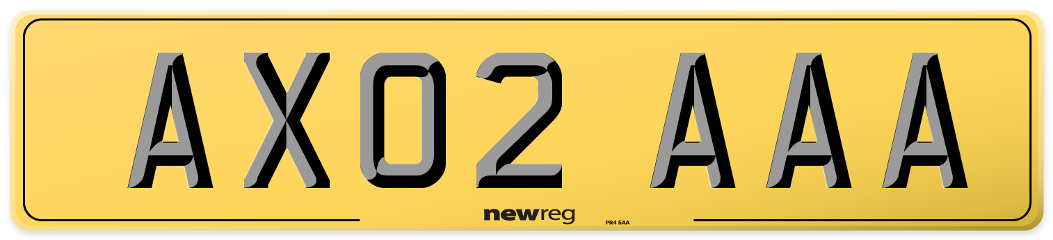 AX02 AAA Rear Number Plate