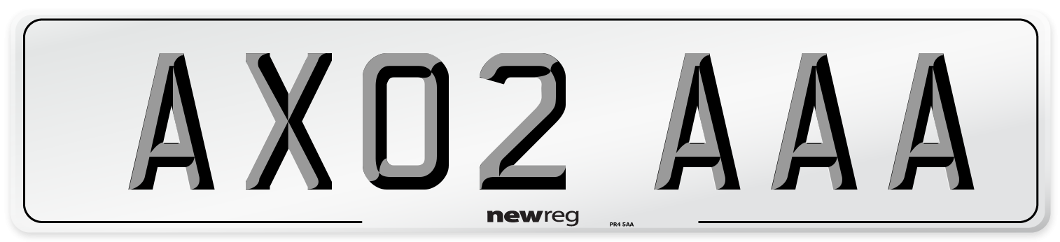 AX02 AAA Front Number Plate