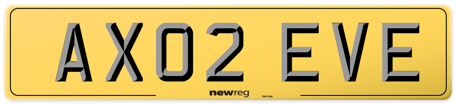 AX02 EVE Rear Number Plate