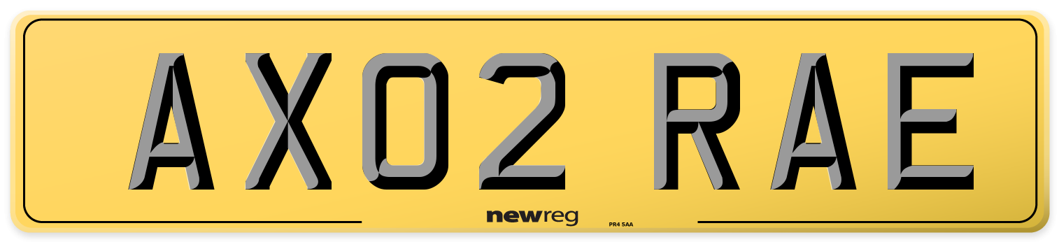 AX02 RAE Rear Number Plate