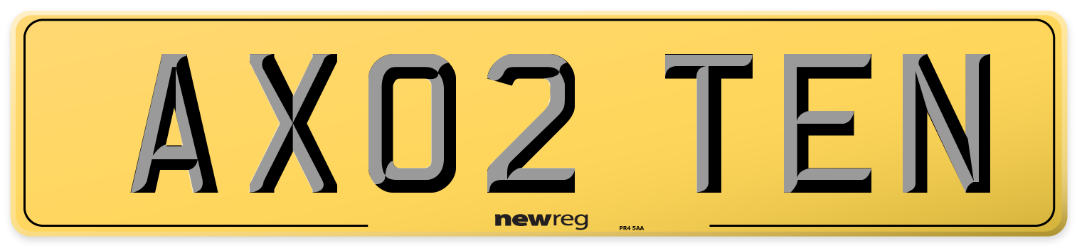 AX02 TEN Rear Number Plate