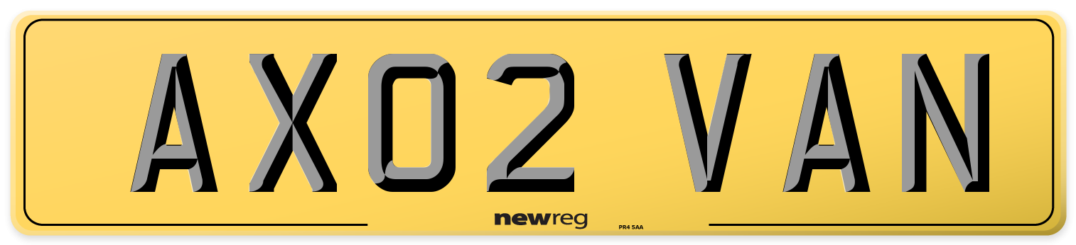 AX02 VAN Rear Number Plate