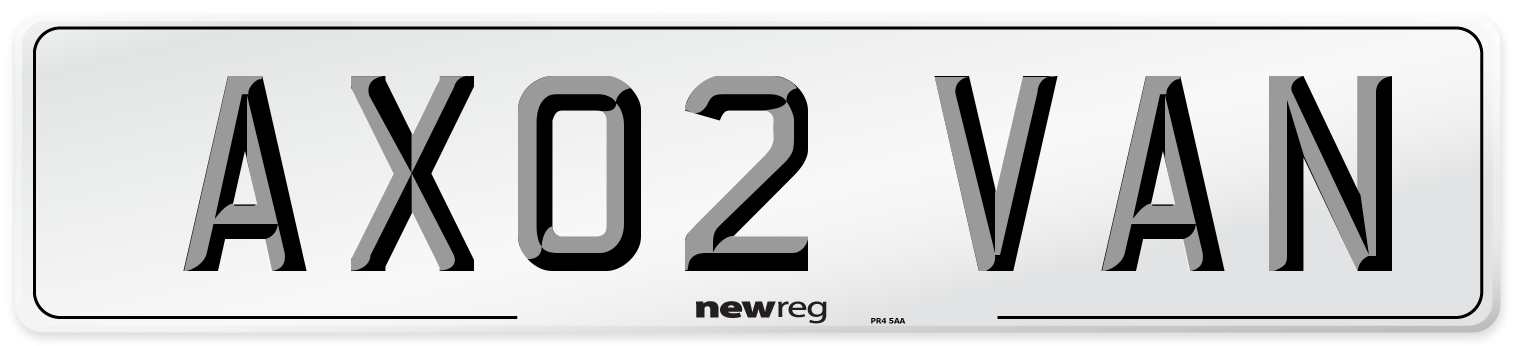 AX02 VAN Front Number Plate
