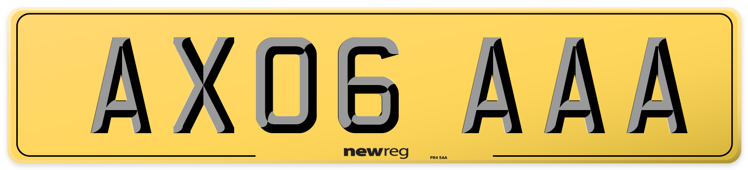 AX06 AAA Rear Number Plate