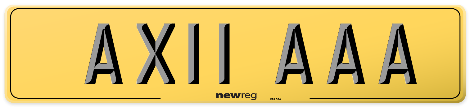 AX11 AAA Rear Number Plate