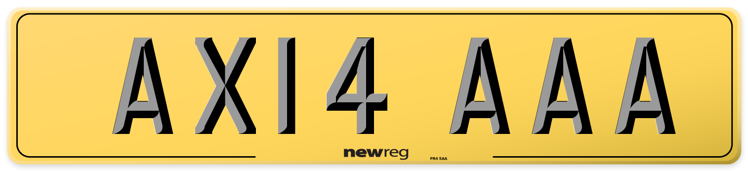 AX14 AAA Rear Number Plate