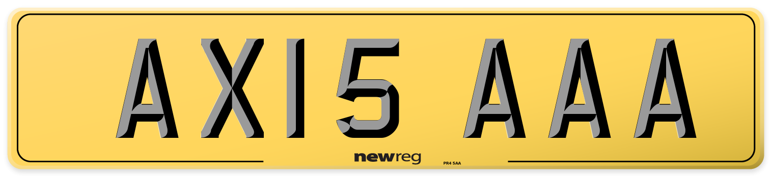 AX15 AAA Rear Number Plate