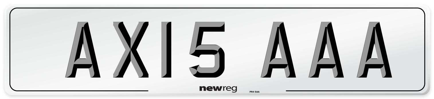 AX15 AAA Front Number Plate