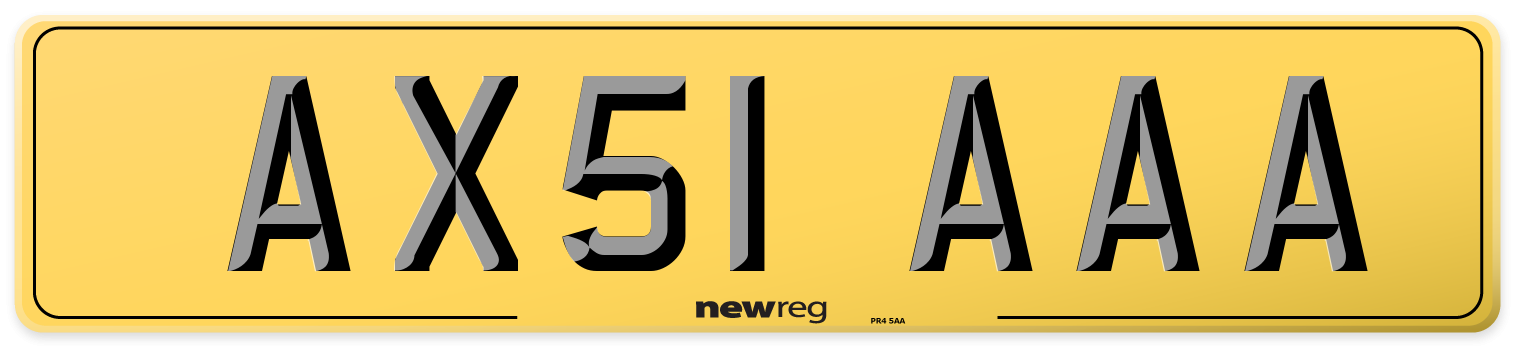 AX51 AAA Rear Number Plate
