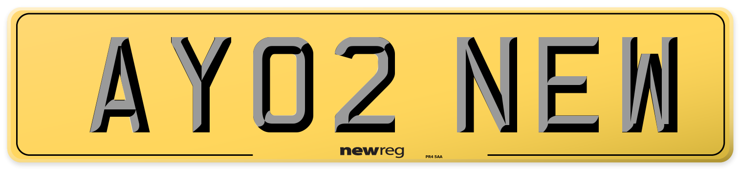AY02 NEW Rear Number Plate