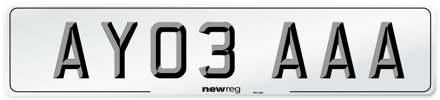 AY03 AAA Front Number Plate