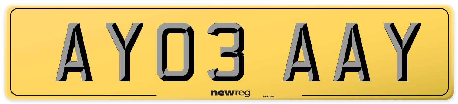 AY03 AAY Rear Number Plate