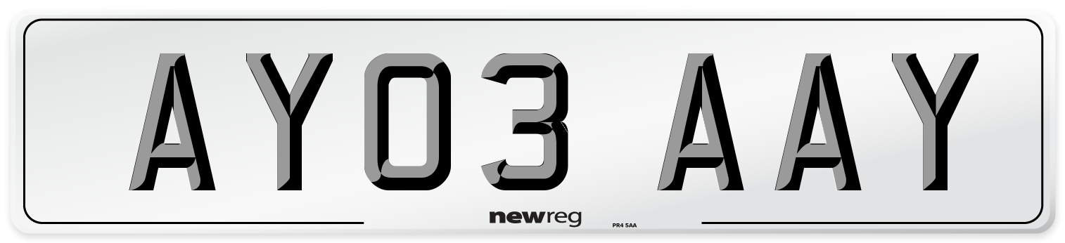 AY03 AAY Front Number Plate