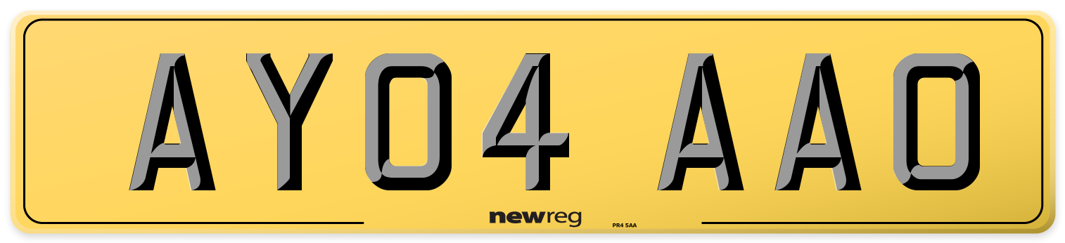 AY04 AAO Rear Number Plate