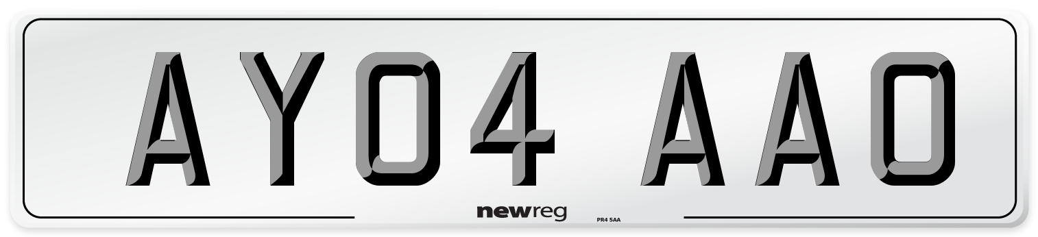 AY04 AAO Front Number Plate
