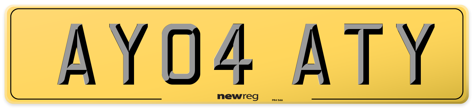 AY04 ATY Rear Number Plate