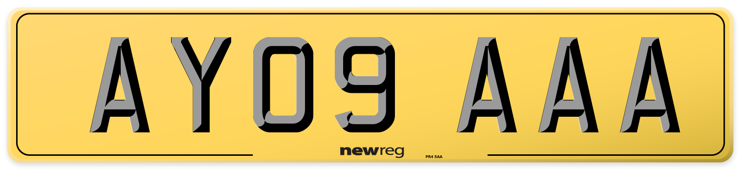 AY09 AAA Rear Number Plate