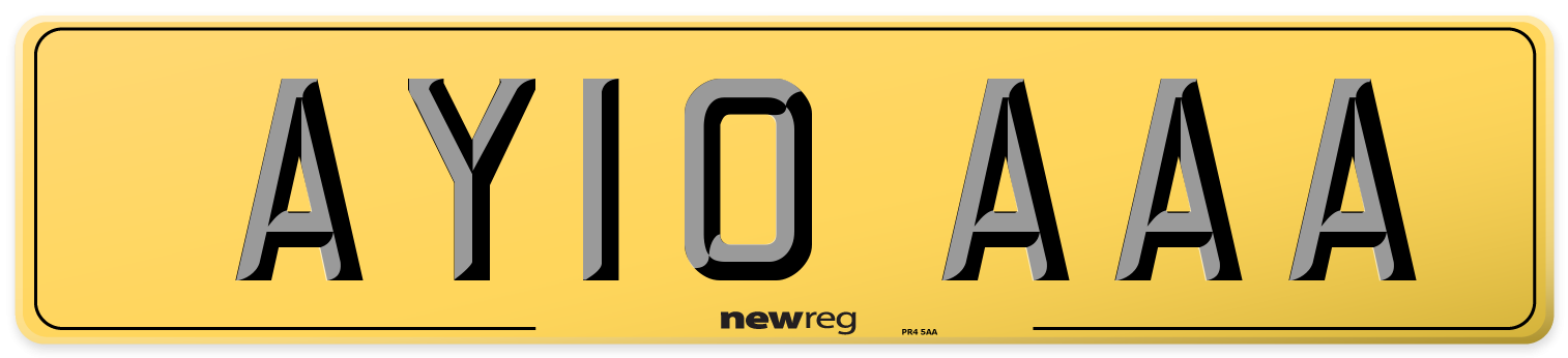 AY10 AAA Rear Number Plate