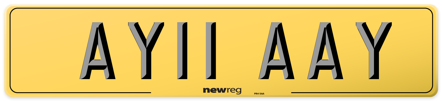 AY11 AAY Rear Number Plate