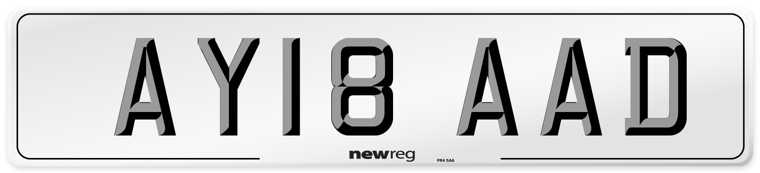 AY18 AAD Front Number Plate