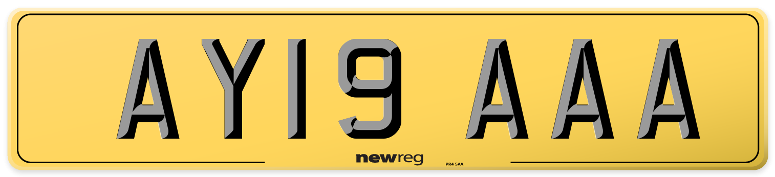 AY19 AAA Rear Number Plate