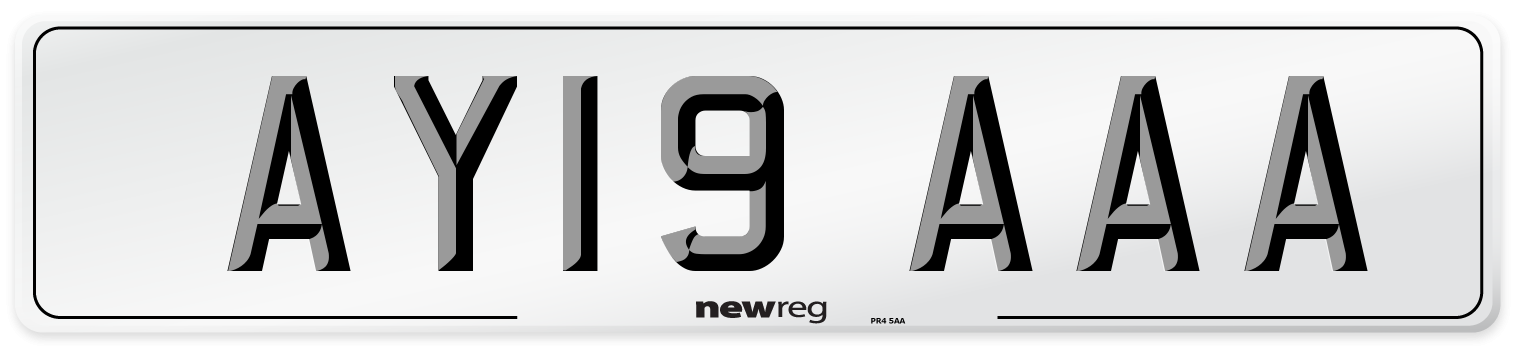 AY19 AAA Front Number Plate