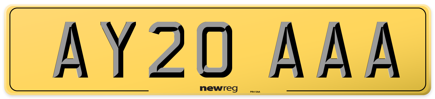 AY20 AAA Rear Number Plate