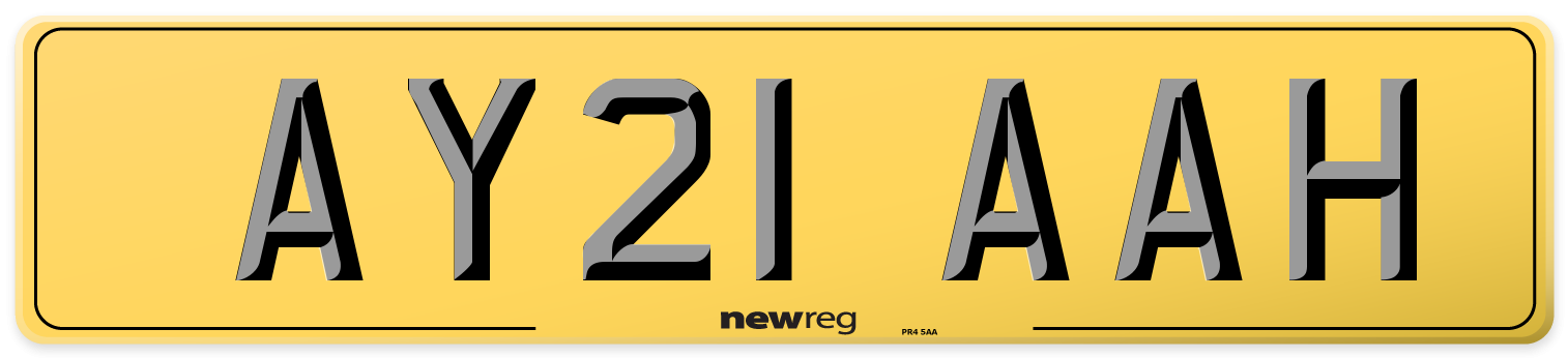 AY21 AAH Rear Number Plate