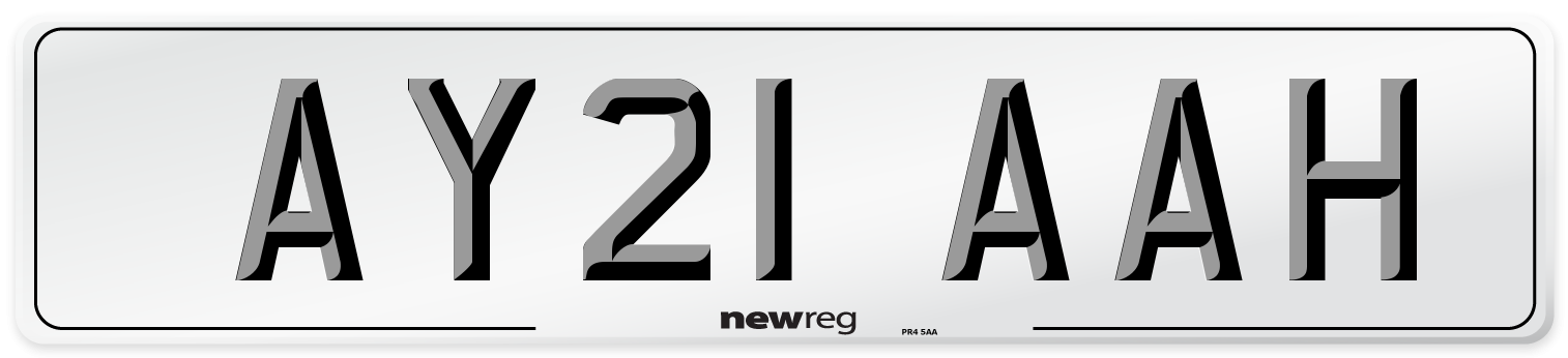 AY21 AAH Front Number Plate
