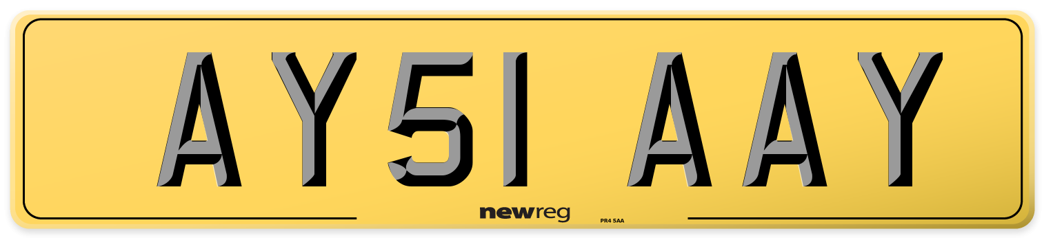 AY51 AAY Rear Number Plate