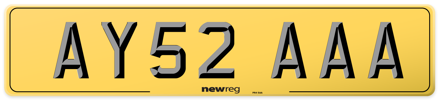 AY52 AAA Rear Number Plate