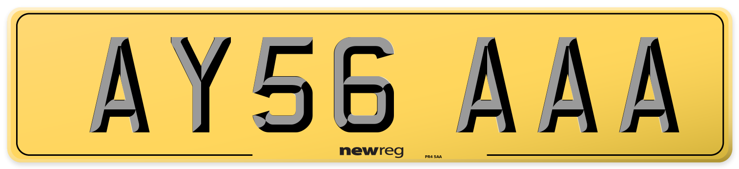 AY56 AAA Rear Number Plate