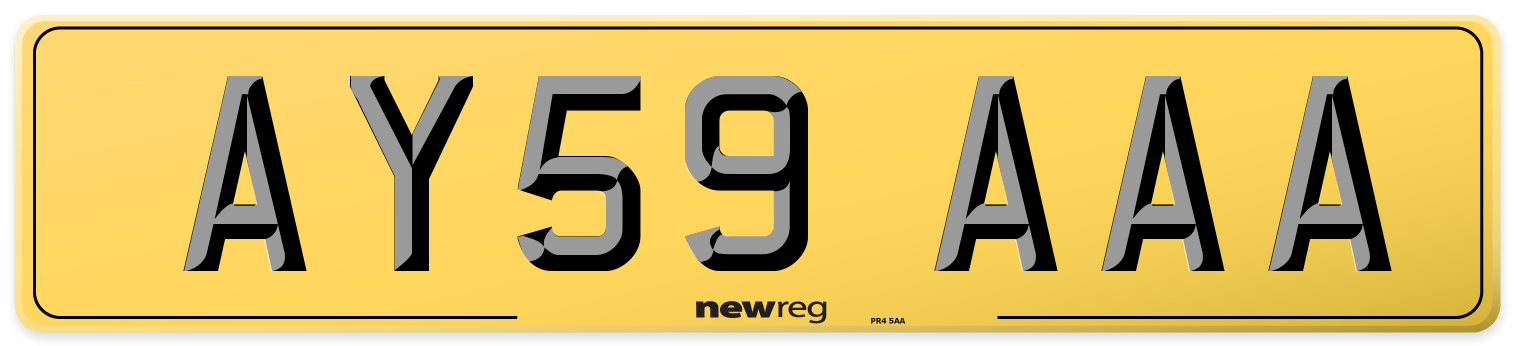 AY59 AAA Rear Number Plate