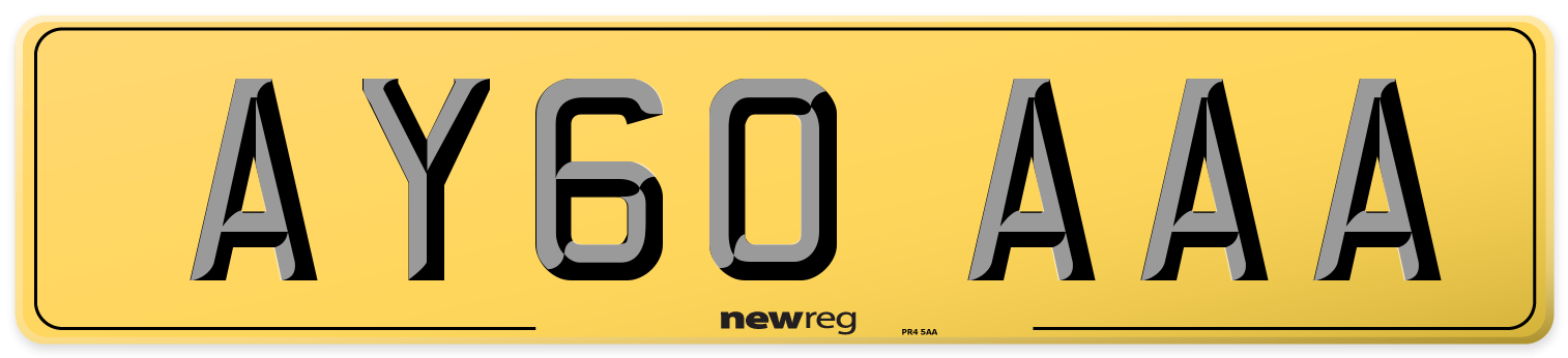 AY60 AAA Rear Number Plate