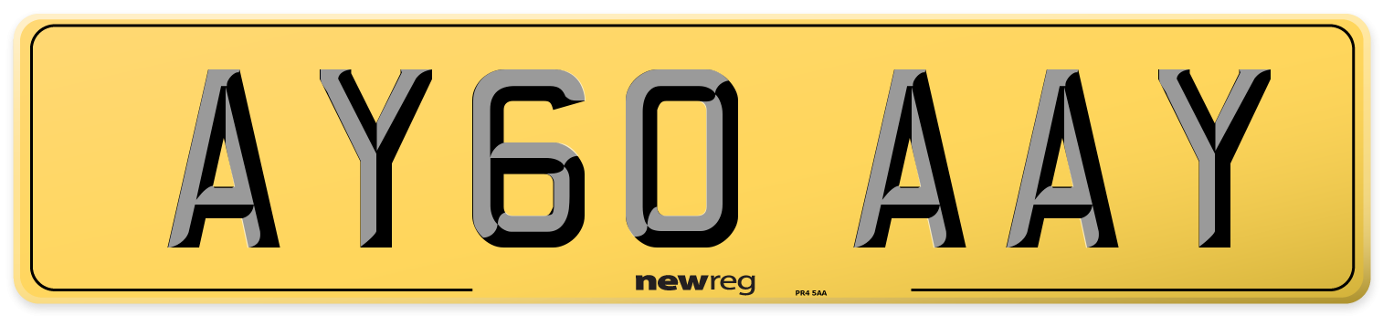 AY60 AAY Rear Number Plate