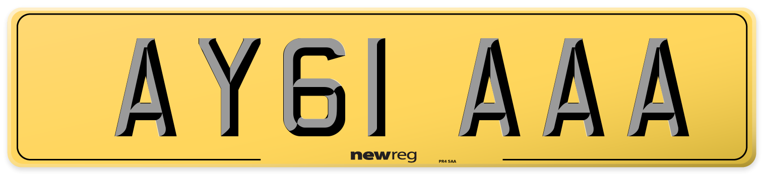 AY61 AAA Rear Number Plate