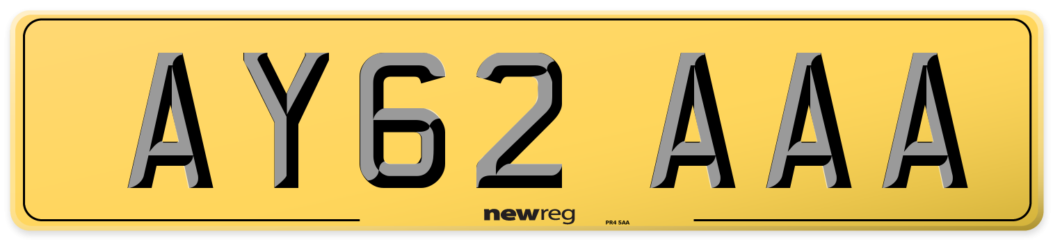 AY62 AAA Rear Number Plate