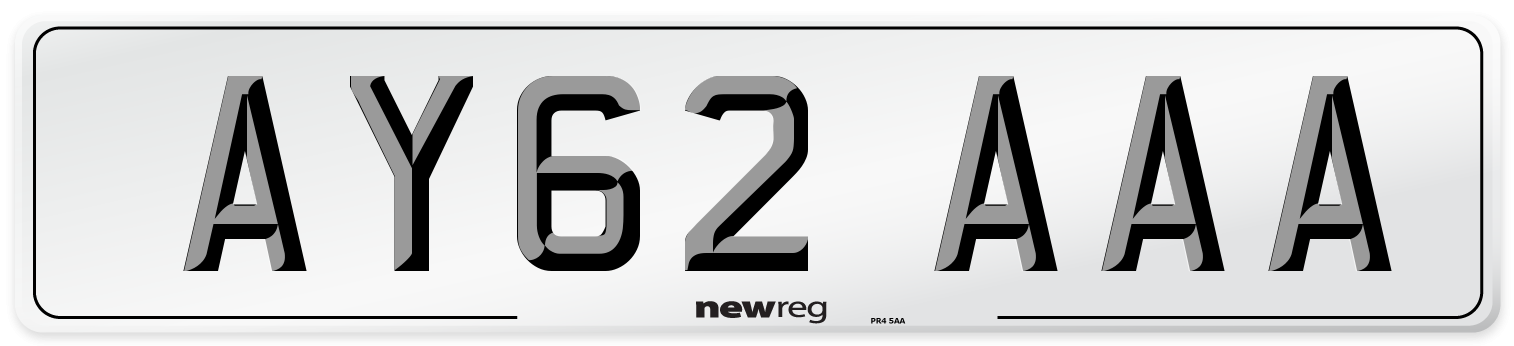 AY62 AAA Front Number Plate