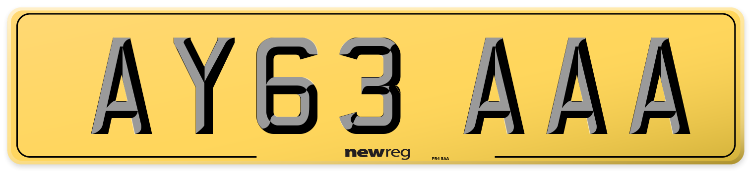 AY63 AAA Rear Number Plate