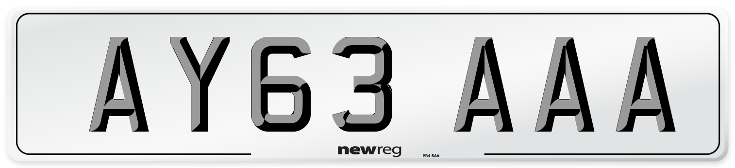 AY63 AAA Front Number Plate