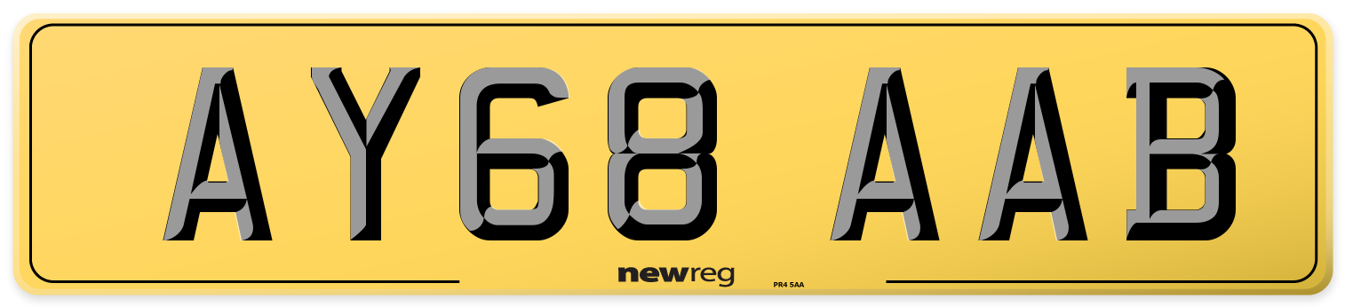 AY68 AAB Rear Number Plate