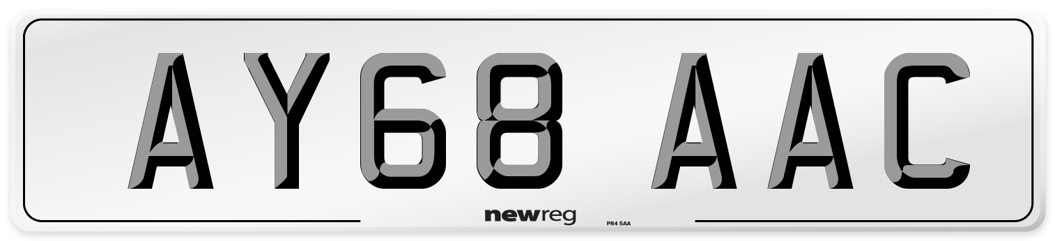 AY68 AAC Front Number Plate