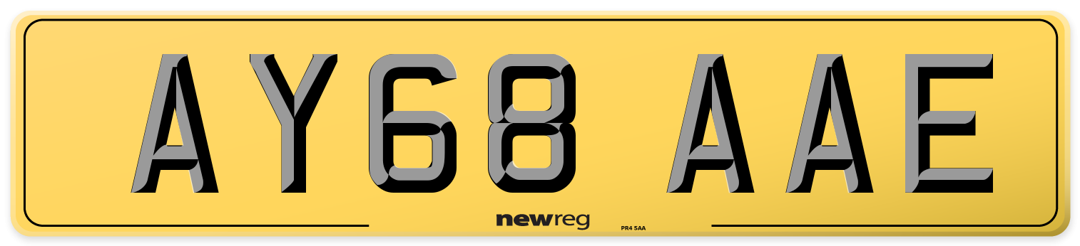 AY68 AAE Rear Number Plate