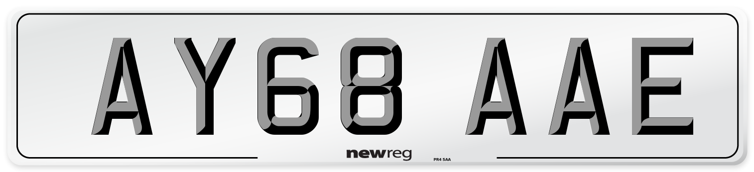 AY68 AAE Front Number Plate