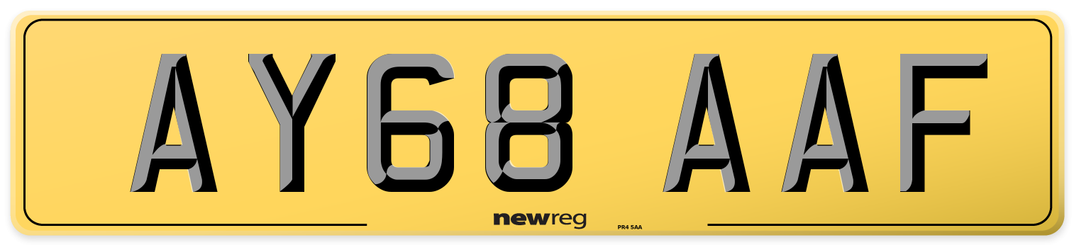 AY68 AAF Rear Number Plate