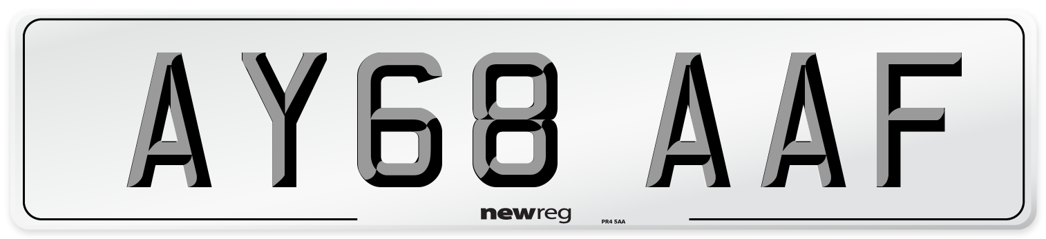 AY68 AAF Front Number Plate