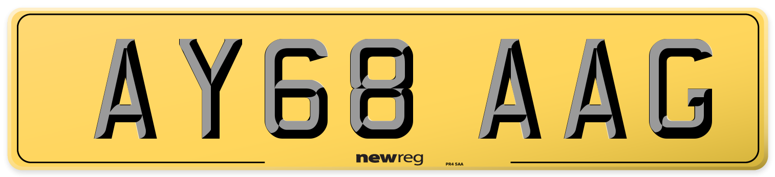 AY68 AAG Rear Number Plate